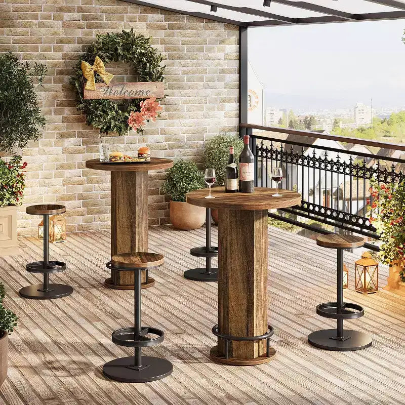 Table de bar ronde et 2 tabourets de bar Ensemble bistrot pour la cuisine et les petits espaces