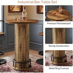 Table de bar ronde et 2 tabourets de bar Ensemble bistrot pour la cuisine et les petits espaces