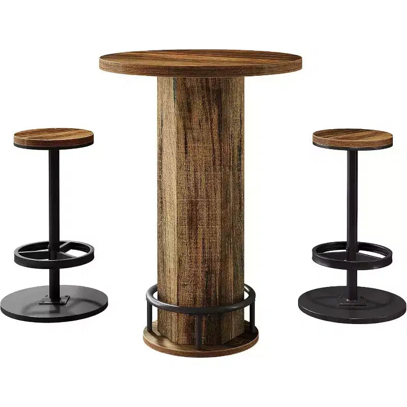 Table de bar ronde et 2 tabourets de bar Ensemble bistrot pour la cuisine et les petits espaces