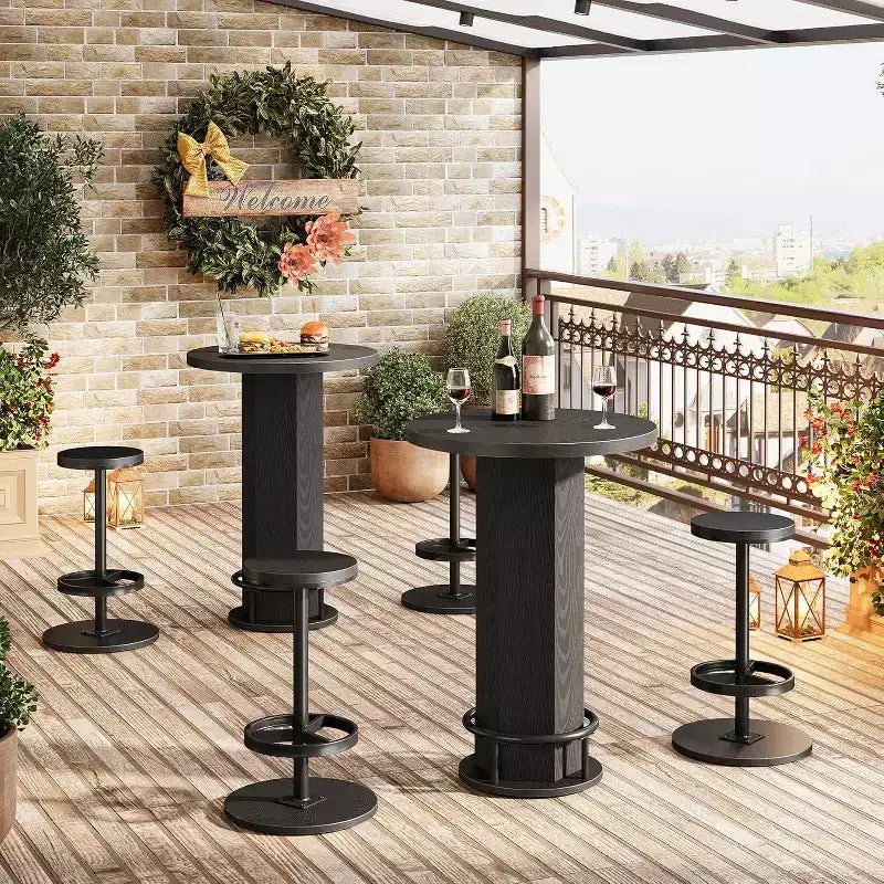 Table de bar ronde et 2 tabourets de bar Ensemble bistrot pour la cuisine et les petits espaces
