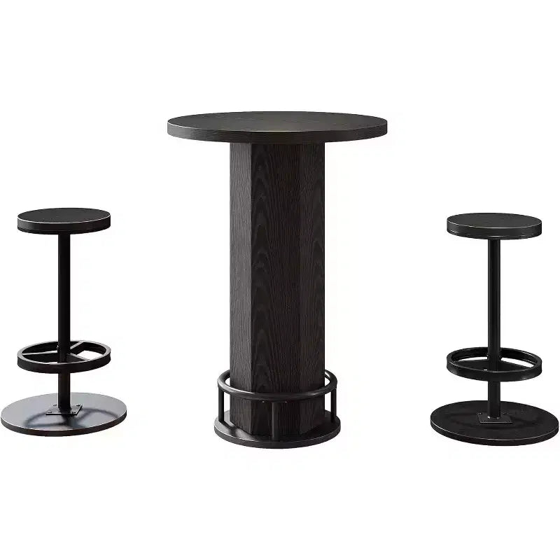 Table de bar ronde et 2 tabourets de bar Ensemble bistrot pour la cuisine et les petits espaces