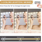 Miroir de courtoisie à LED avec loupe 3X, variateur tactile, éclairage 3 couleurs, chargement USB, à poser ou à fixer au mur, 45x58 cm, blanc
