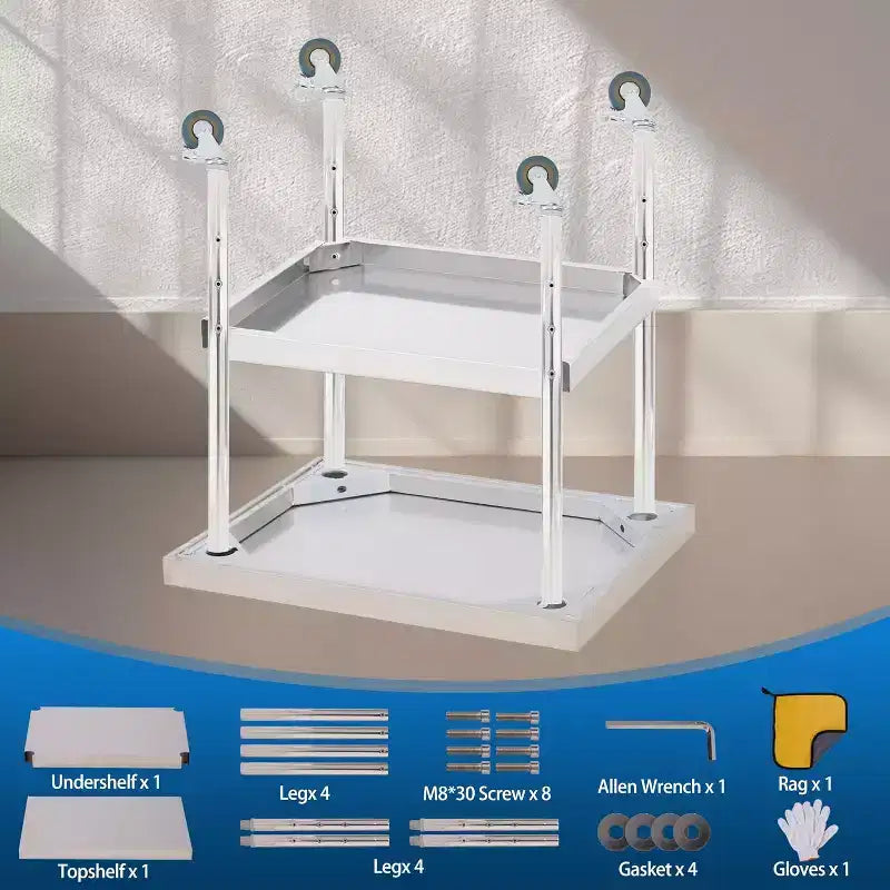 Table de travail en acier inoxydable avec roulettes verrouillables, table de préparation utilitaire en métal à 2 niveaux avec étagère inférieure réglable
