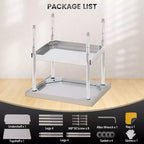Table de travail en acier inoxydable avec roulettes verrouillables, table de préparation utilitaire en métal à 2 niveaux avec étagère inférieure réglable
