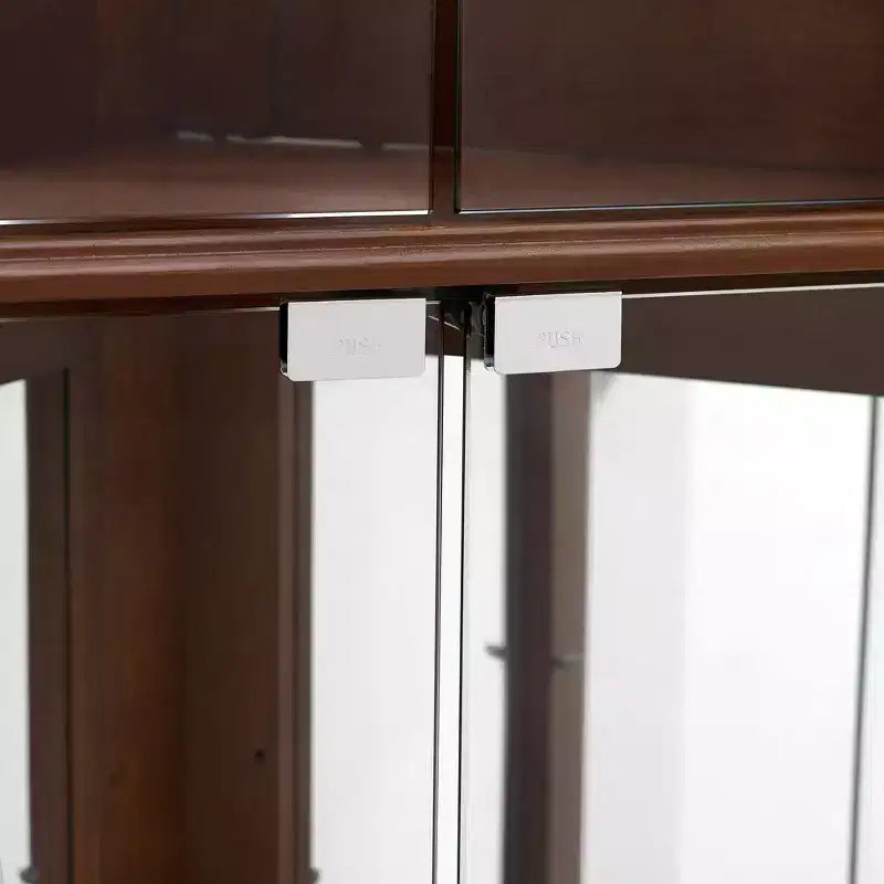 Vitrine d'angle avec 4 portes et étagères réglables en verre trempé