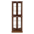 Vitrine d'angle avec 4 portes et étagères réglables en verre trempé