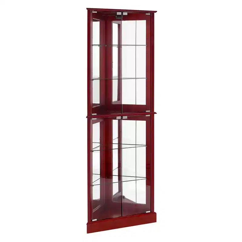 Vitrine d'angle avec 4 portes et étagères réglables en verre trempé