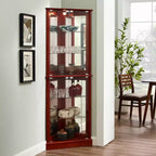 Vitrine d'angle avec 4 portes et étagères réglables en verre trempé