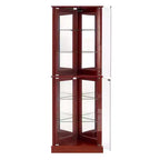 Vitrine d'angle avec 4 portes et étagères réglables en verre trempé