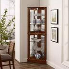 Vitrine d'angle avec 4 portes et étagères réglables en verre trempé
