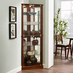 Vitrine d'angle avec 4 portes et étagères réglables en verre trempé