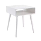 Table d'appoint avec étagère, Table d'appoint moderne du milieu du siècle avec niche ouverte, Bords incurvés et pieds fuselés