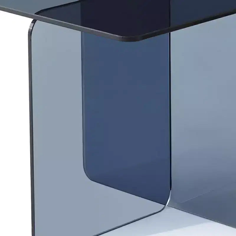Table d'appoint carrée 40 cm en verre noir fumé avec pieds croisés