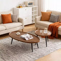 Tables basses gigognes (lot de 2), Plateau ovale en bois avec pieds en métal, pour Salon et Chambre