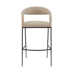 HomeRoots 30 Beige and Black Faux Leather and Iron Low Back Bar Height Bar Chair