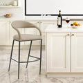 Tabouret de bar en similicuir beige et noir de 76 cm avec accoudoirs