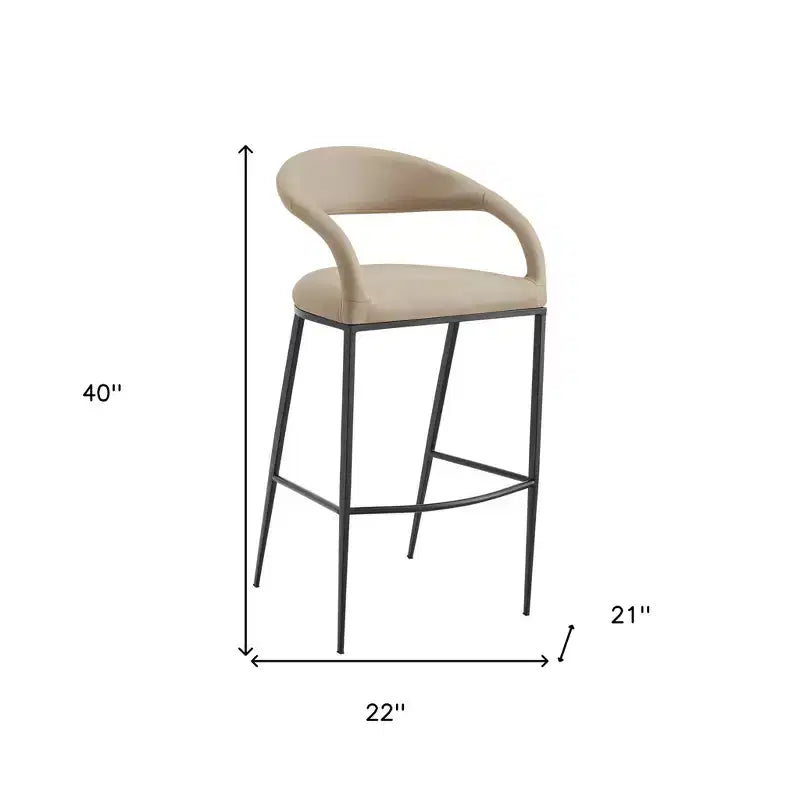 Tabouret de bar en similicuir beige et noir de 76 cm avec accoudoirs