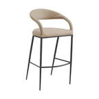 Tabouret de bar en similicuir beige et noir de 76 cm avec accoudoirs