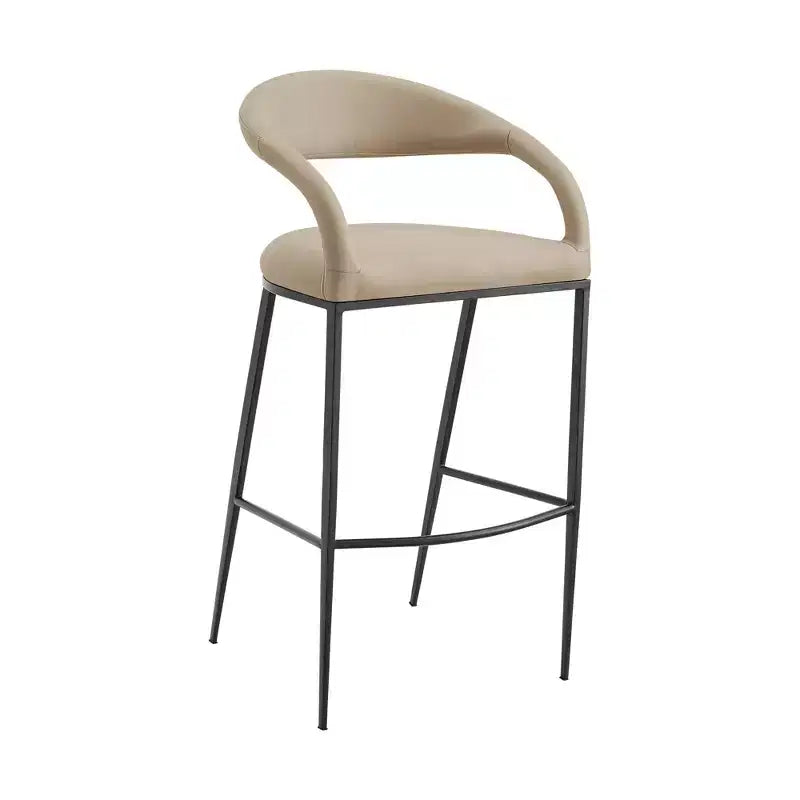 Tabouret de bar en similicuir beige et noir de 76 cm avec accoudoirs
