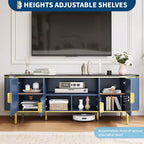 Meuble TV 178 cm avec portes coulissantes et étagères réglables
