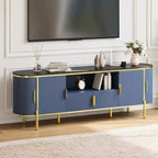 Fluted TV Stand, Modern Television Stand with Sliding Doors, Entertainment Center for TVs, Adjustable Shelves