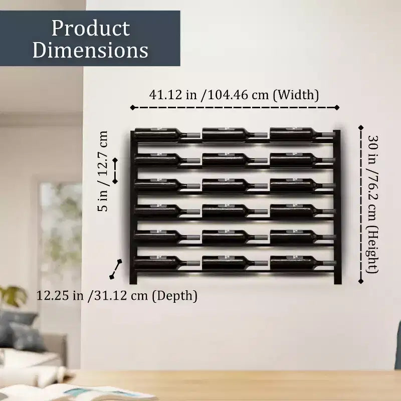 Range-bouteilles mural en métal pour 18 bouteilles – Pour bar à la maison et cuisine
