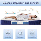 Matelas hybride double de 6 pouces avec ressorts ensachés et mousse à mémoire de forme