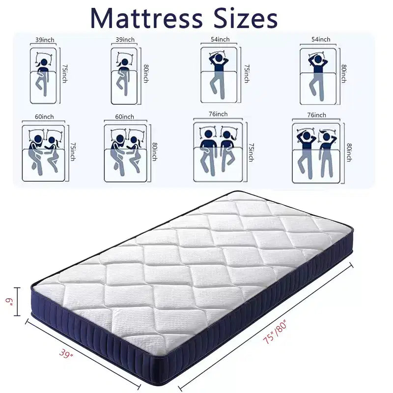 Matelas hybride double de 6 pouces avec ressorts ensachés et mousse à mémoire de forme