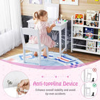Coiffeuse pour enfants avec chaise, coiffeuse 2-en-1 avec miroir et plateau rabattable