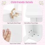 Coiffeuse pour enfants avec chaise, coiffeuse 2-en-1 avec miroir et plateau rabattable