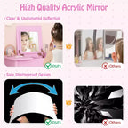 Coiffeuse pour enfants avec chaise, coiffeuse 2-en-1 avec miroir et plateau rabattable
