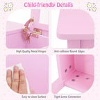 Coiffeuse pour enfants avec chaise, coiffeuse 2-en-1 avec miroir et plateau rabattable