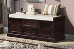 Banc de rangement avec tiroirs, armoires et coussin amovible