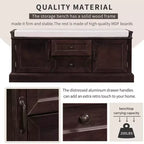 Banc de rangement avec tiroirs, armoires et coussin amovible