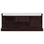 Banc de rangement avec tiroirs, armoires et coussin amovible