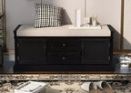 Banc de rangement avec tiroirs, armoires et coussin amovible