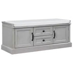 Banc de rangement avec tiroirs, armoires et coussin amovible