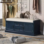 Banc de rangement avec tiroirs, armoires et coussin amovible