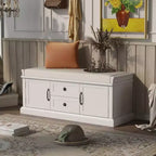 Banc de rangement avec tiroirs, armoires et coussin amovible