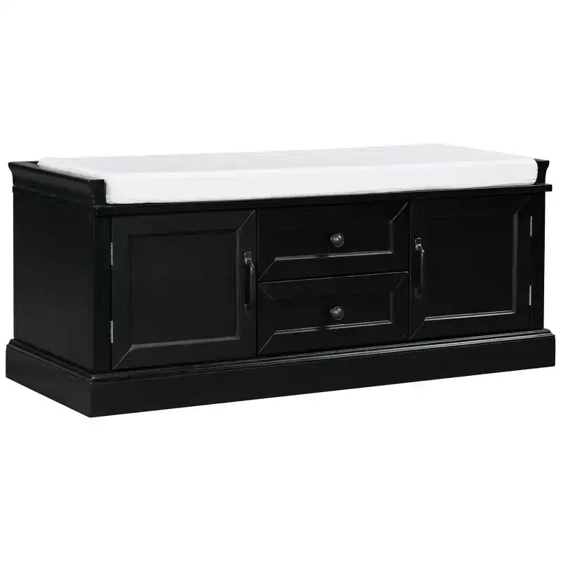 Banc de rangement avec tiroirs, armoires et coussin amovible