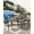Chaises de salle à manger empilables en aluminium d'extérieur avec accoudoirs, lot de 2
