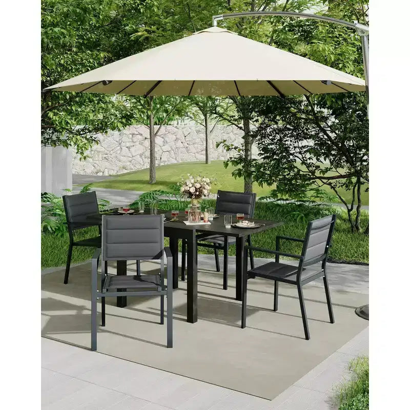 Chaises de salle à manger empilables en aluminium d'extérieur avec accoudoirs, lot de 2