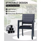 Chaises de salle à manger empilables en aluminium d'extérieur avec accoudoirs, lot de 2