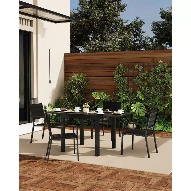 Chaises de salle à manger empilables en aluminium d'extérieur avec accoudoirs, lot de 2