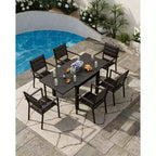 Chaises de salle à manger empilables en aluminium d'extérieur avec accoudoirs, lot de 2