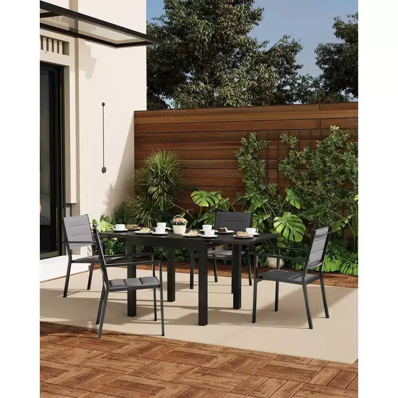 Chaises de salle à manger empilables en aluminium d'extérieur avec accoudoirs, lot de 2