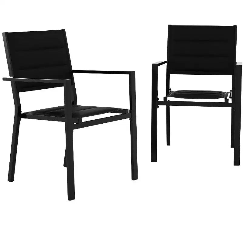 Aluminum Patio Dining Chairs Set of 2 with Armrest and Wider Seat, All-Weather Stackable Chairs for Balcony, Garden, Backyard