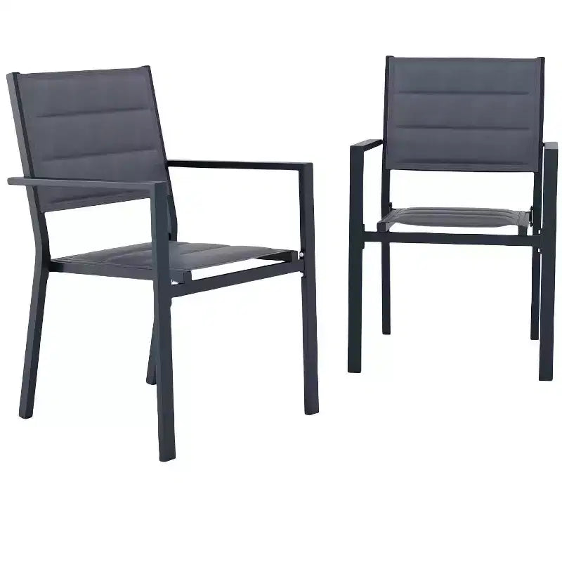Chaises de salle à manger empilables en aluminium d'extérieur avec accoudoirs, lot de 2