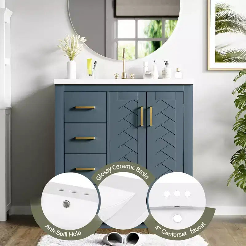 Meuble-lavabo de 76 cm avec évier et rangement