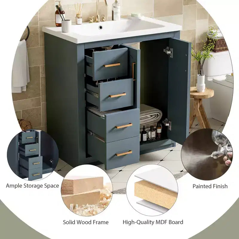 Meuble-lavabo de 76 cm avec évier et rangement